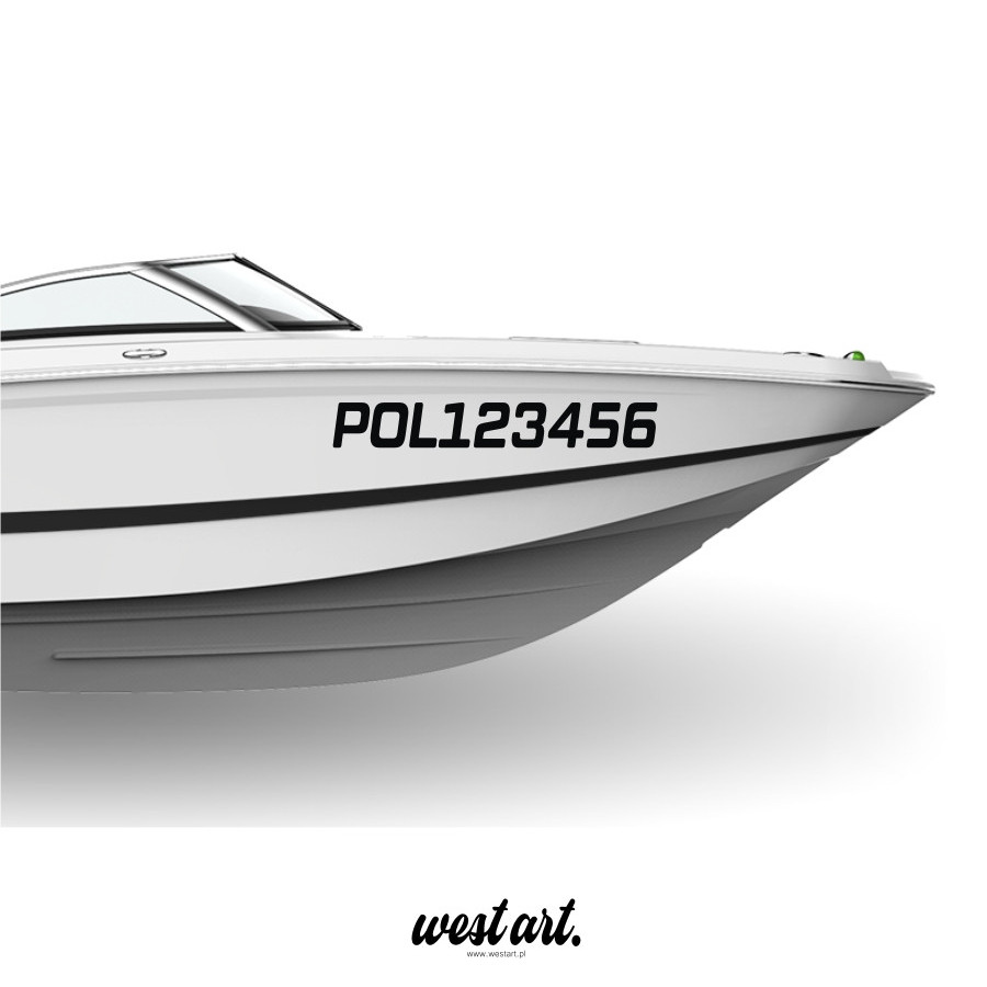 Naklejka na łódkę łódź motorówkę Numer Rejestracyjny Rejestracja , Naklejki na Łódź