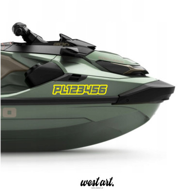 Naklejka na Sktuter Wodny Numer Rejestracyjny Rejestracja , Naklejki na Skuter wodny