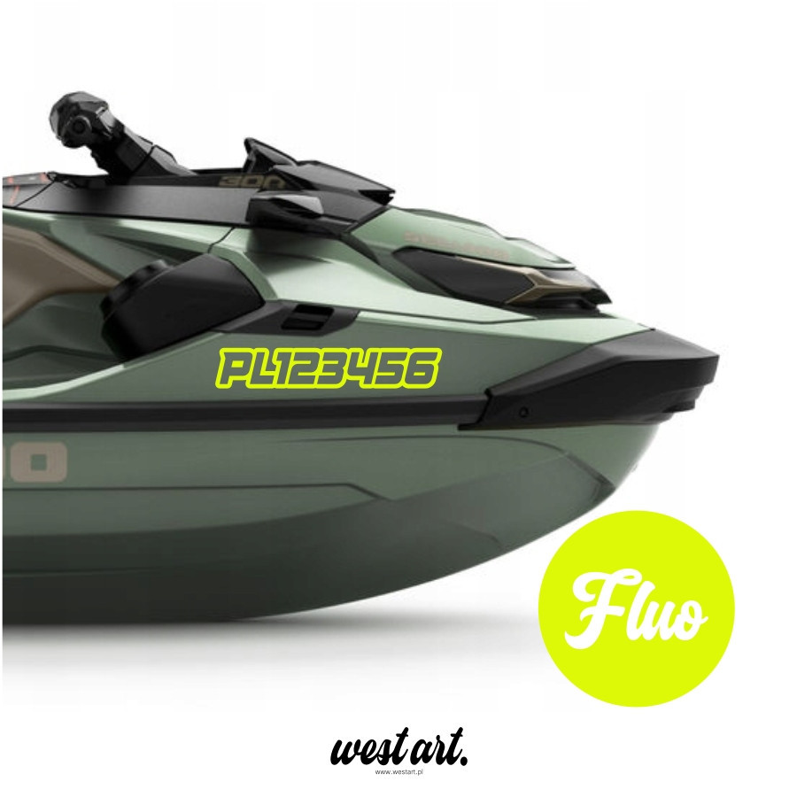 Naklejka na Sktuter Wodny Numer Rejestracyjny Rejestracja FLUOR , Naklejki na Skuter wodny