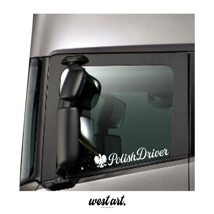 Naklejka na tira szybę Polish Driver Orzeł, Naklejki na ciężarówkę.