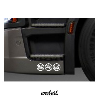 Naklejka na tira szybę Zachowaj Czystość zakaz w butach zakaz palenia, Naklejki na ciężarówkę.