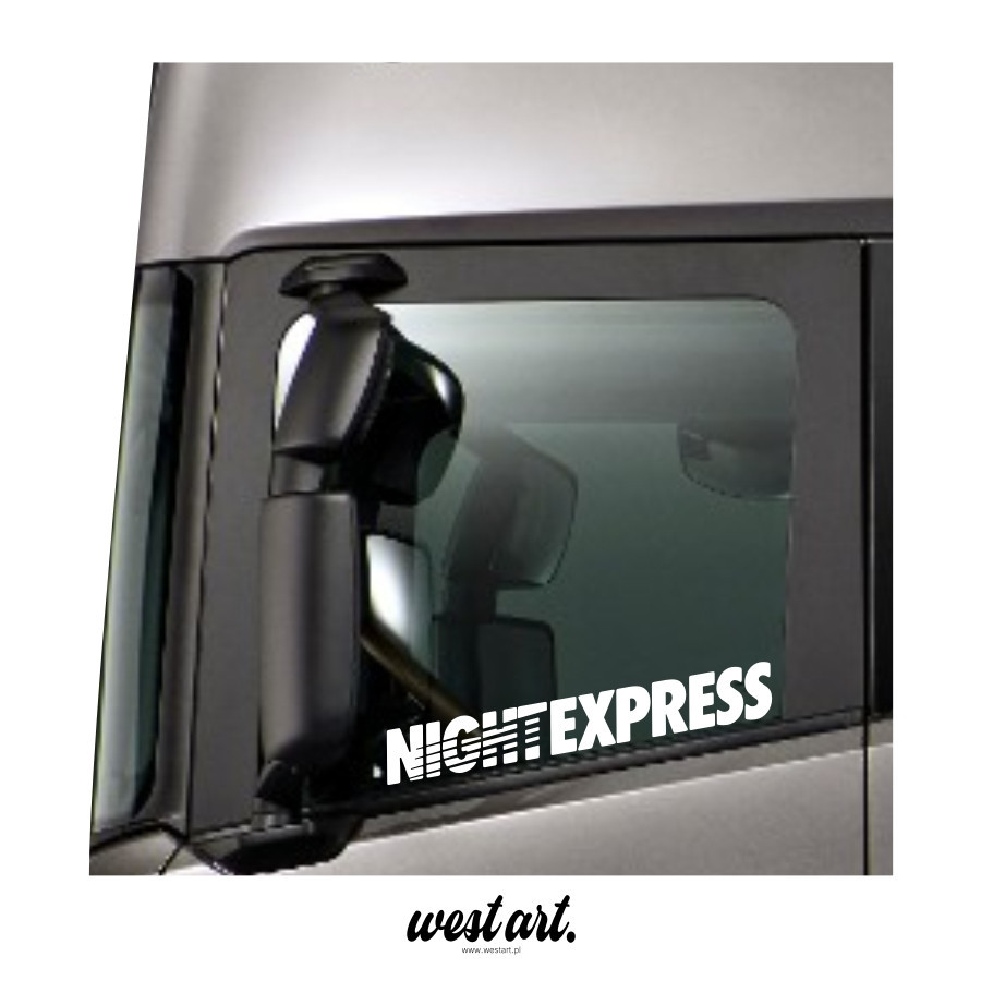 Naklejka na tira szybę Night Express, Naklejki na ciężarówkę.