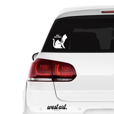 Naklejka na auto szybę Nie Krzywdź Kotów Kot, Naklejki na samochód auto
