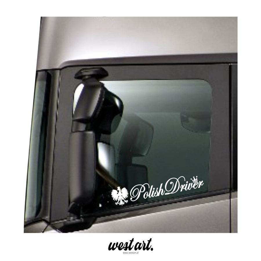 Naklejka na tira szybę Polish Driver Orzełek, Naklejki na ciężarówkę.