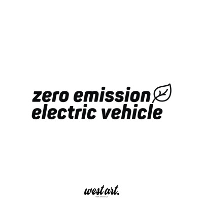 Naklejka na auto szybę Zero Emission Electric Vehicle Nisko Emisyjny Pojazd, Naklejki na samochód auto
