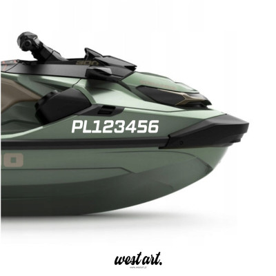 Naklejka na Sktuter Wodny Numer Rejestracyjny Rejestracja , Naklejki na Skuter wodny