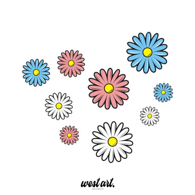 Naklejka na auto szybę Naklejka Stokrotki Kwiatki ZESTAW, Naklejki na auto samochód