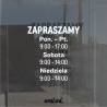 Naklejka na drzwi szybę Godziny Otwarcia, Naklejki na witrynę sklepu