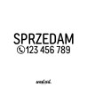 Naklejka na auto szybę Sprzedam + Numer Telefonu + Numer Telefonu, Naklejki na samochód