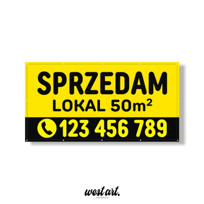Baner reklamowy Sprzedam Wynajmę plus numer telefonu