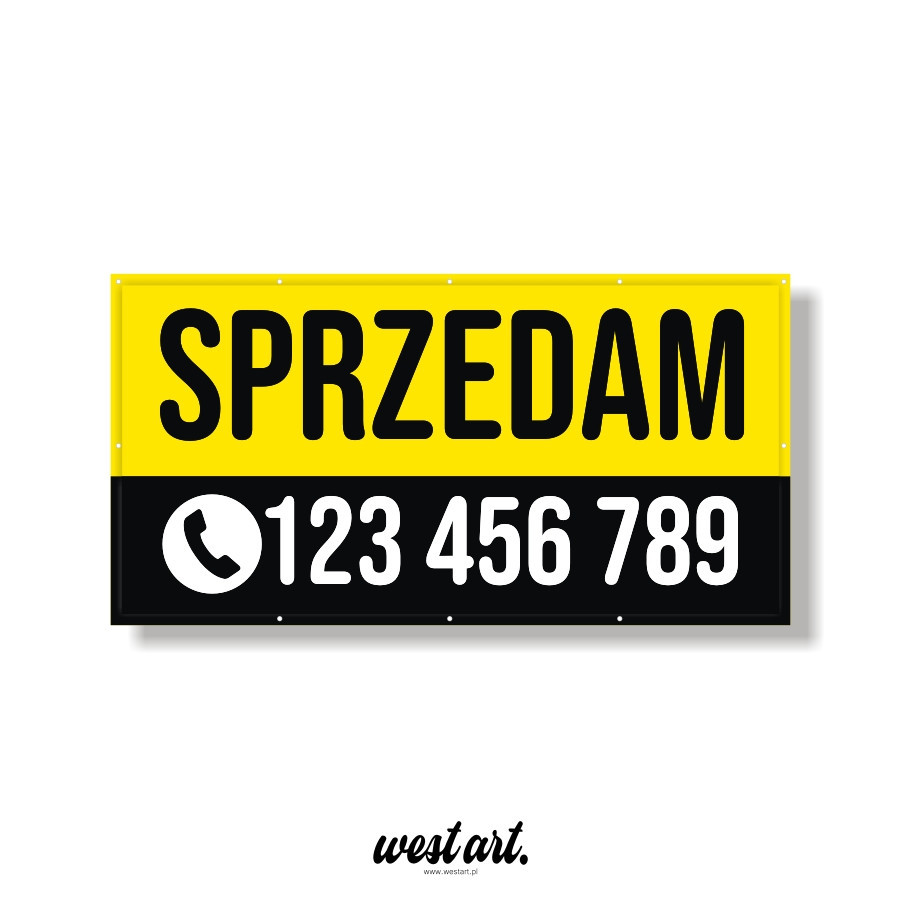 Baner reklamowy Sprzedam Wynajmę plus numer telefonu