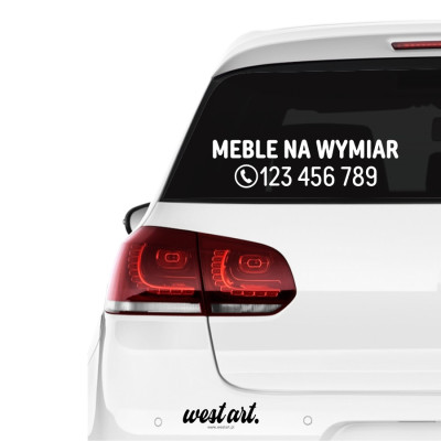 Naklejka na auto szybę Naklejka Napis Nazwa Firmy + Numer Telefonu, Naklejki na samochód