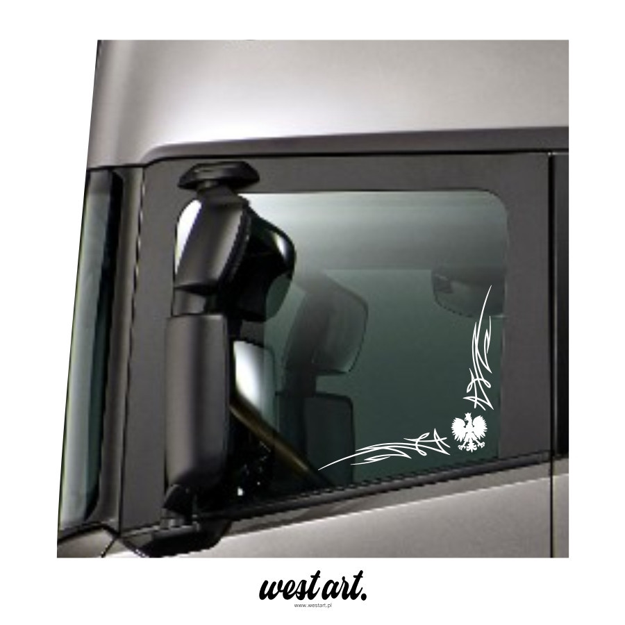 Naklejka na tira szybę Tribal Orzeł Polska Bok, Naklejki na ciężarówkę.