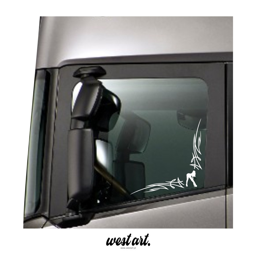 Naklejka na tira szybę Tribal Dziewcczna Bok, Naklejki na ciężarówkę.