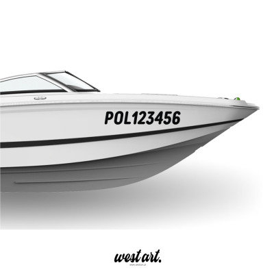 Naklejka na łódkę łódź motorówkę Numer Rejestracyjny Rejestracja , Naklejki na Łódź