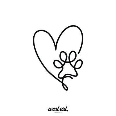 Naklejka na auto szybę Łapka Serce Kocham Zwierzaki Pies Kot, Naklejki na auto samochód