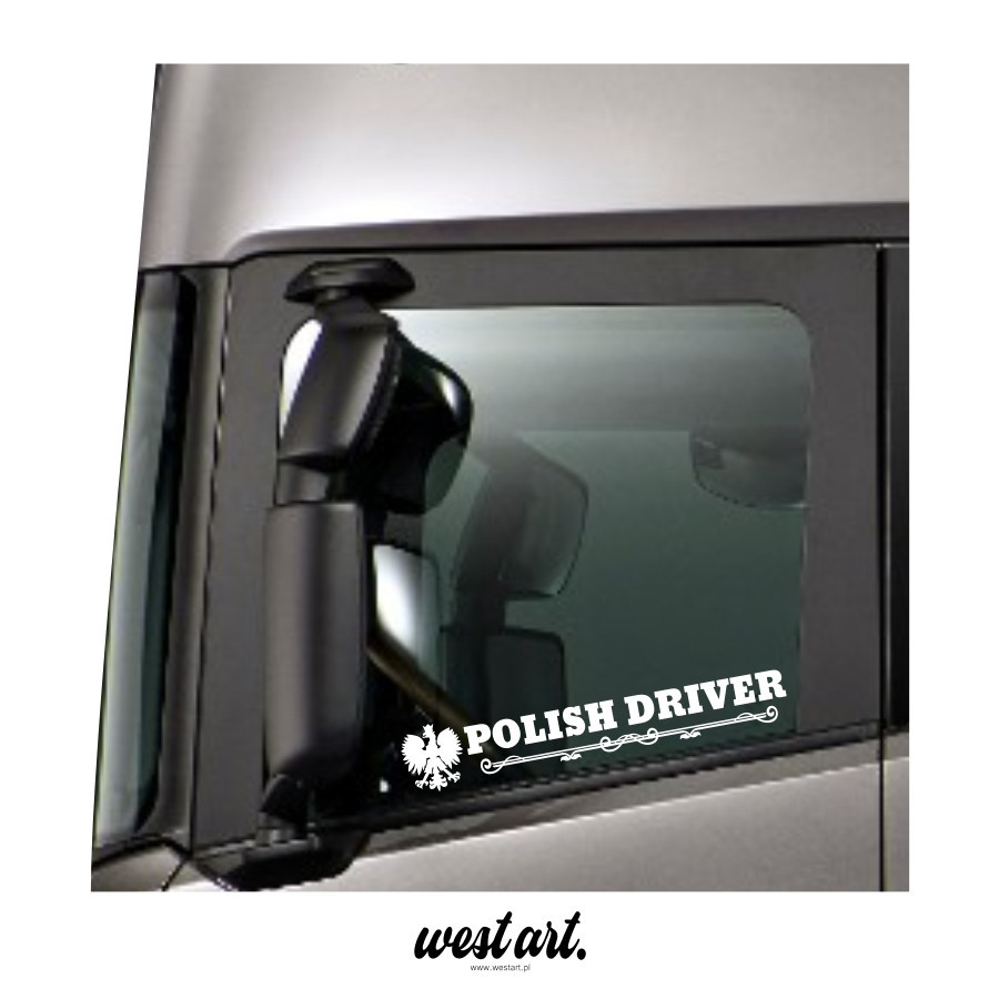 Naklejka na tira szybę Polish Driver Orzełek Tribal, Naklejki na ciężarówkę.