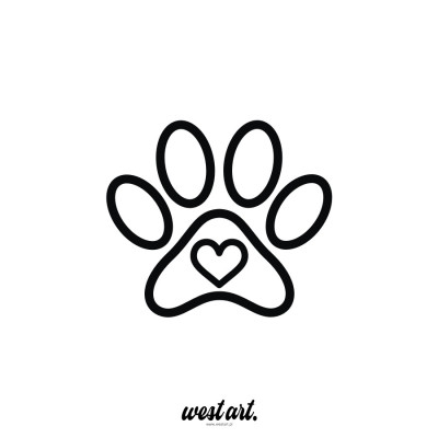 Naklejka na auto szybę Łapka Serce Kocham Zwierzaki Pies Kot, Naklejki na auto samochód