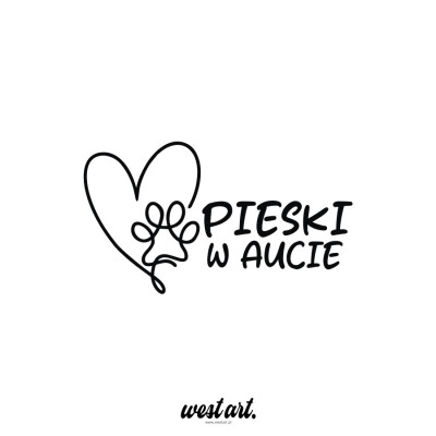 Naklejka na auto szybę Pieski w Aucie Łapka Serce Kocham Zwierzaki Pies Kot, Naklejki na auto samochód