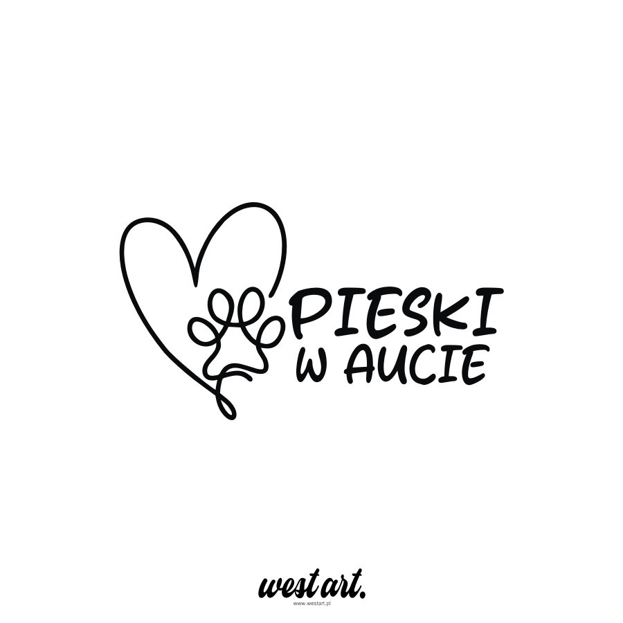 Naklejka na auto szybę Pieski w Aucie Łapka Serce Kocham Zwierzaki Pies Kot, Naklejki na auto samochód