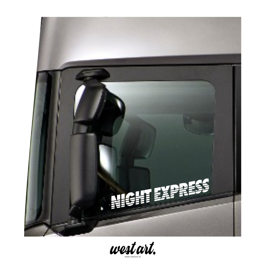 Naklejka na tira szybę Night Express, Naklejki na ciężarówkę.