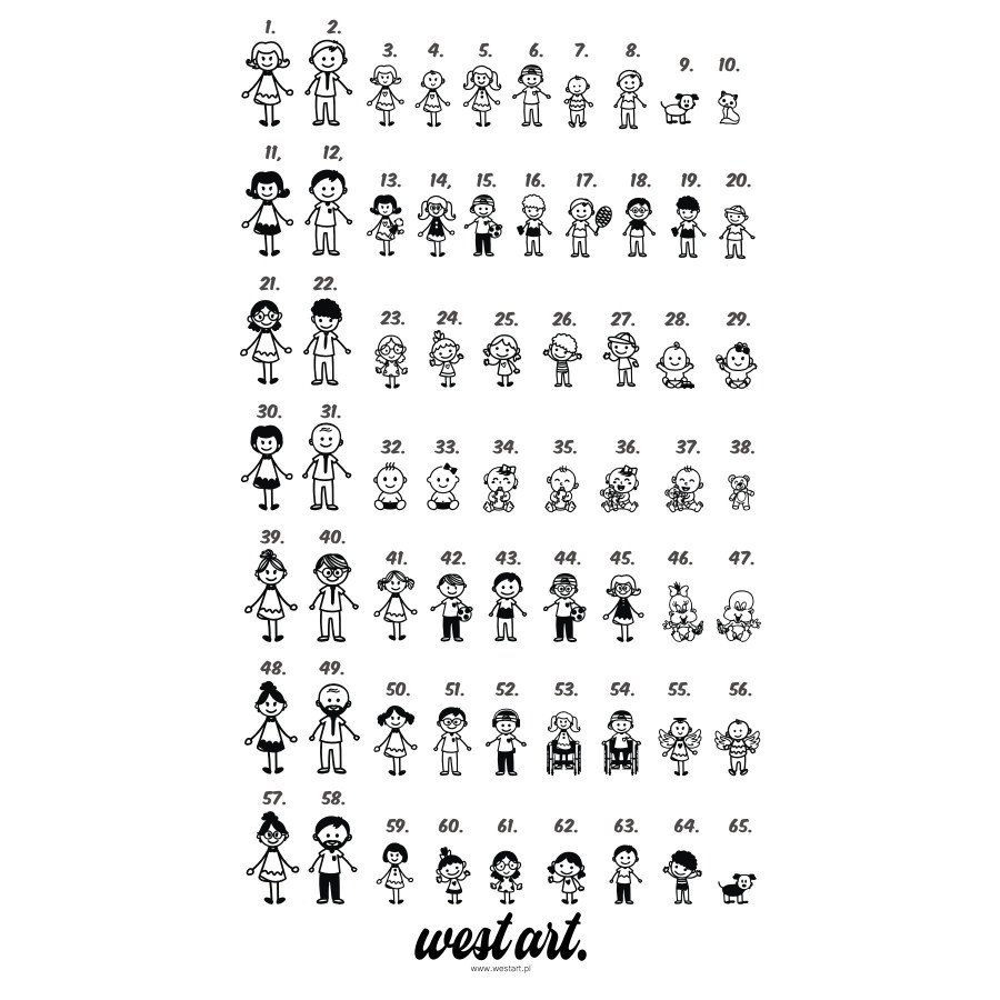 Naklejka na auto szybę Rodzina Dzieci w Aucie, Naklejki na auto samochód