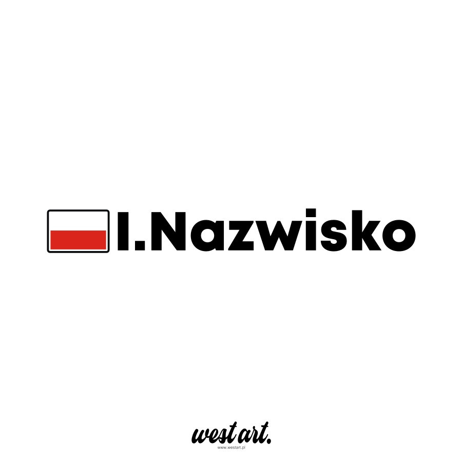 Naklejka na auto szybę Flaga + Napis Nazwisko Rajdowe, Naklejki na auto