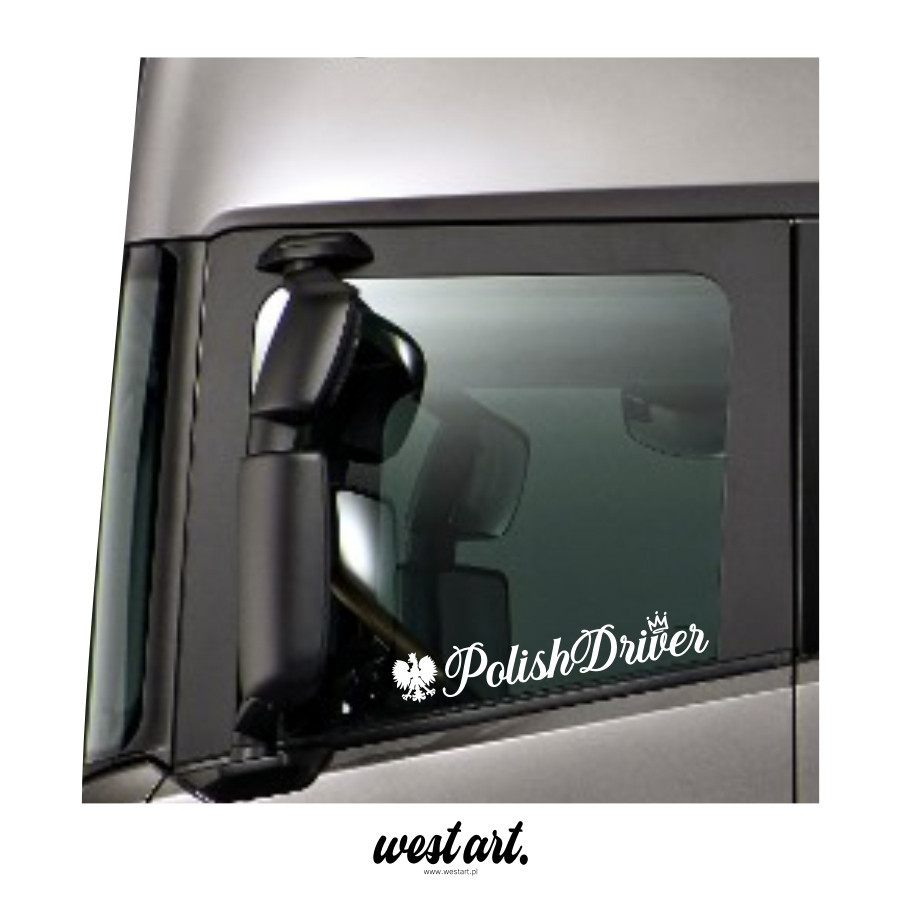 Naklejka na tira szybę Polish Driver Orzełek, Naklejki na ciężarówkę.