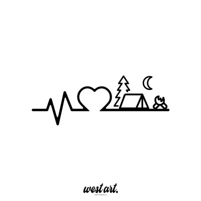 Naklejka na auto szybę Namiot Kemping Serce, Naklejki na samochód