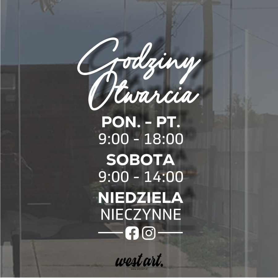 Naklejka na drzwi szybę Godziny Otwarcia, Naklejki na witrynę sklepu