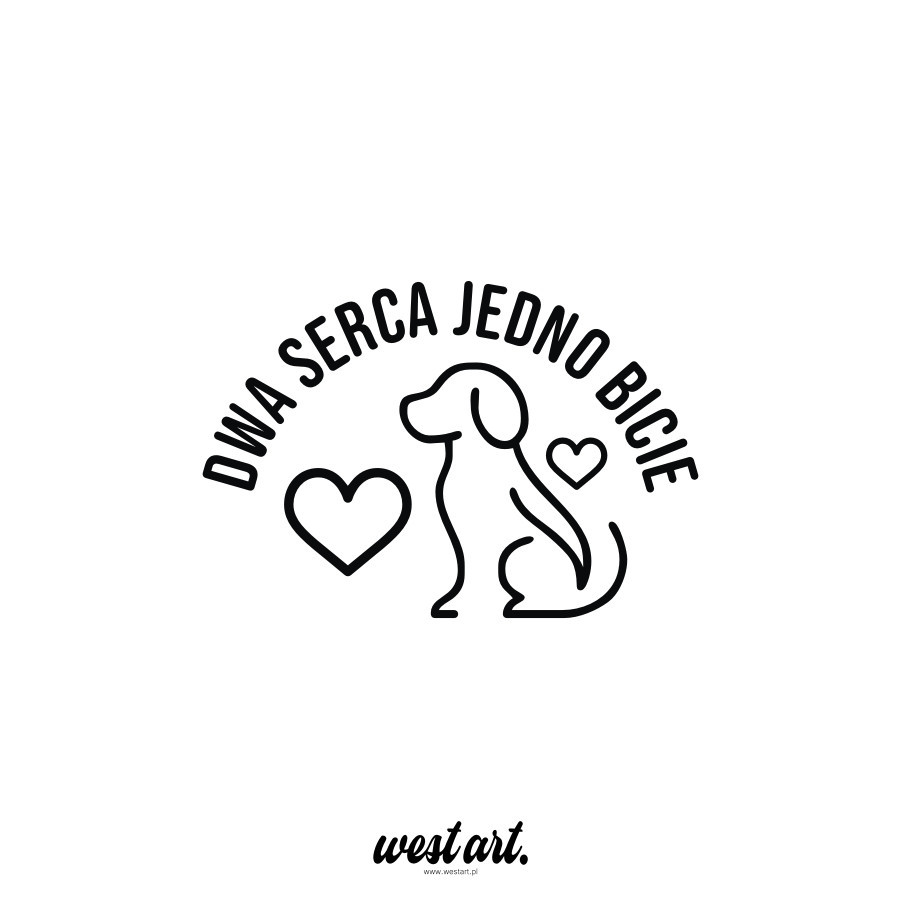 Naklejka na auto szybę Dwa Serca Jedno Bicie Pies, Naklejki na samochód