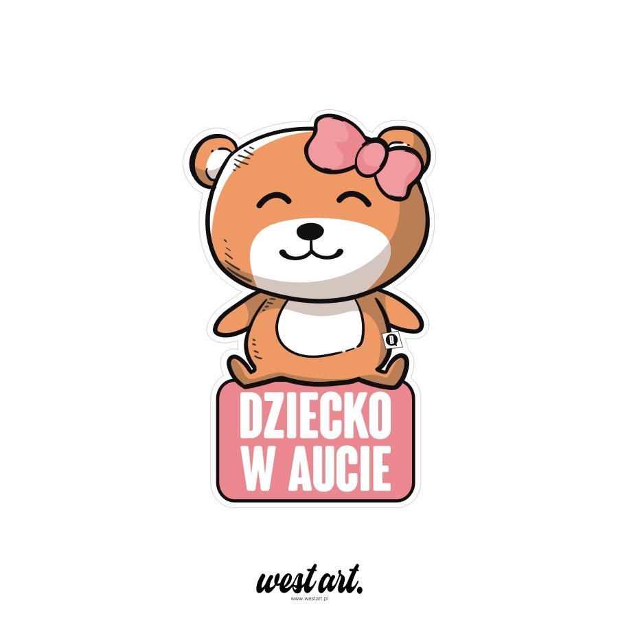 Naklejka na auto szybę Dziecko w Aucie Miś, Naklejki na auto samochód