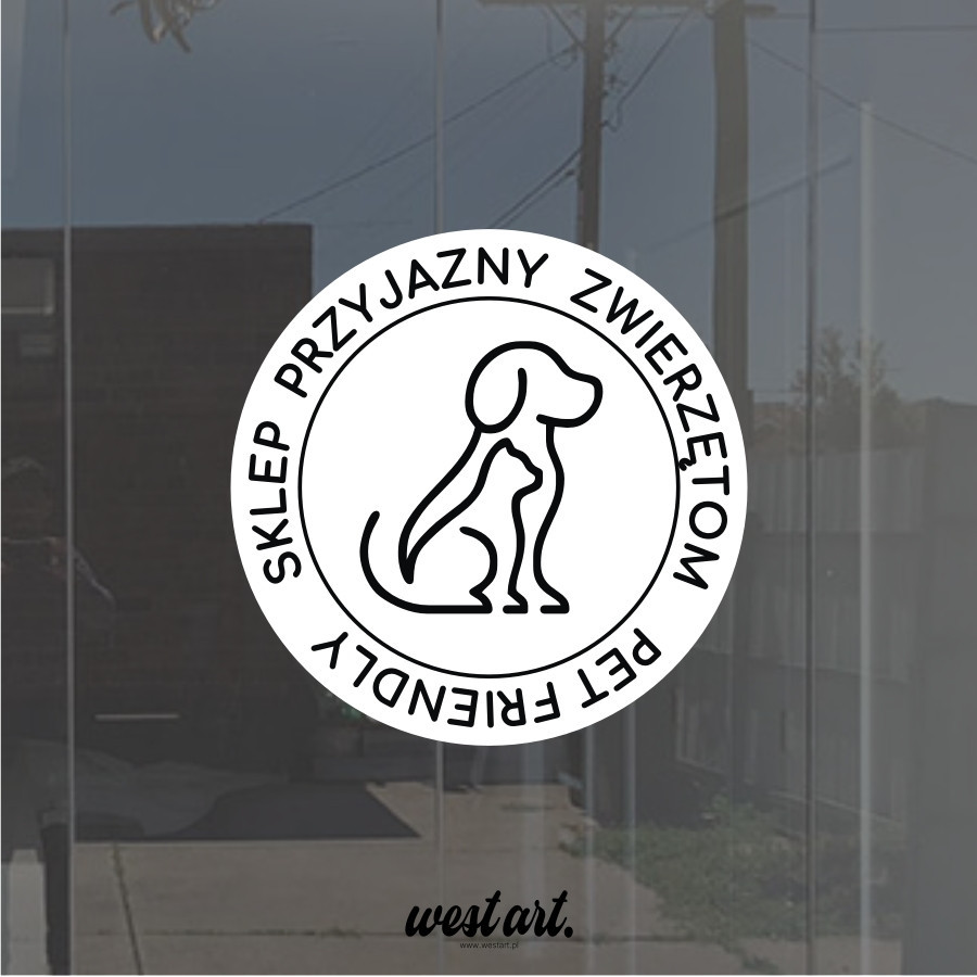 Naklejka na witrynę szybę Sklep Przyjazny Zwierzętom, Naklejki na sklep