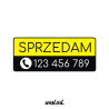 Naklejka na szybę witrynę auto Sprzedam + Numer Telefonu, Naklejki na witrynę