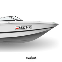 Naklejka Numer Rejestracyjny na Łódź Motorówkę Flaga Polski, Naklejki na skuter wodny łódź