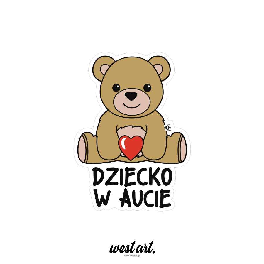 Naklejka na auto szybę Dziecko w Aucie Miś, Naklejki na auto samochód