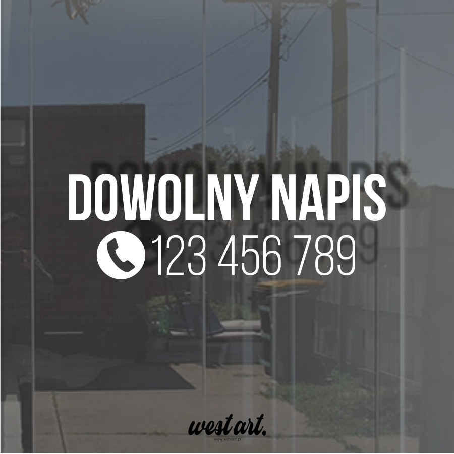 Naklejka na auto szybę witrynę Napis Nazwa Firmy + Numer Telefonu, Naklejki na samochód