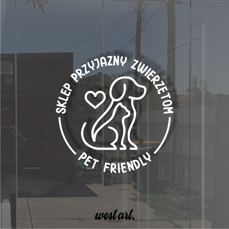 Naklejka na szybę witrynę Sklep Przyjazny Zwierzętom, Naklejki na witrynę