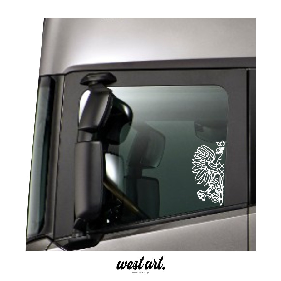 Naklejka na auto szybę Orzeł Orzełek na Bok, Naklejki na ciężarówkę.