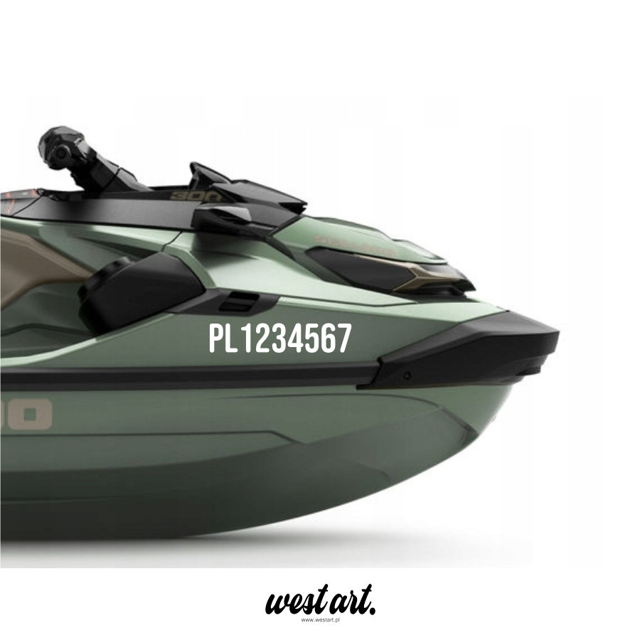 Naklejka na Sktuter Wodny Numer Rejestracyjny Rejestracja , Naklejki na Skuter wodny