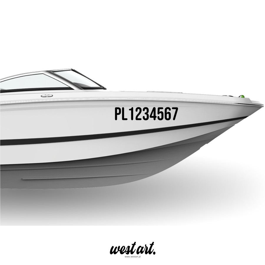 Naklejka na łódkę łódź motorówkę Numer Rejestracyjny Rejestracja , Naklejki na Łódź